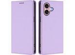 Custodia In Pelle Per Iphone 16, Custodia Flip Magnetica In Finto Cuoio Con Supporto Viola Chiaro