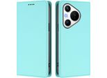 Custodia Per Huawei Pura 70, Flip Cover In Finto Cuoio Antiurto Magnetica Con Supporto Turchese