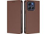 Custodia Per Cellulare Per Motorola Moto G86, Flip Cover In Finto Cuoio Antiurto Magnetica Con Supporto Marrone
