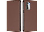 Custodia Per Cellulare Per Motorola Moto G51 5G, Flip Cover In Finto Cuoio Antiurto Magnetica Con Supporto Marrone