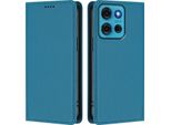 Custodia In Pelle Per Motorola Moto G75 5G, Custodia Flip Magnetica In Finto Cuoio Con Supporto Lake Blu