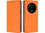 Custodia Per Telefono Cellulare Per Honor Magic8 Pro, Flip Cover In Finto Cuoio Antiurto Magnetica Con Supporto Arancione