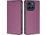 Custodia In Pelle Per Motorola Moto G56, Custodia Flip Magnetica In Finto Cuoio Con Supporto Viola