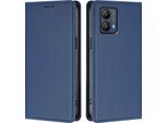 Custodia In Pelle Per Motorola Moto G53, Custodia Flip Magnetica In Finto Cuoio Con Supporto Blu Scuro