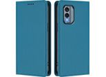 Custodia In Pelle Per Nokia X30, Flip Case Magnetico In Finto Cuoio Con Supporto Lake Blu