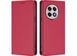 Custodia Per Telefono Cellulare Per Oneplus 13R, Flip Cover In Finto Cuoio Antiurto Magnetica Con Supporto Rosso