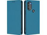 Custodia Per Motorola Moto G71 5G, Custodia Magnetica Antiurto In Finto Cuoio Flip Cover Con Supporto Blu