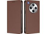 Custodia Per Oppo Find X8, Flip Cover In Finto Cuoio Antiurto Magnetica Con Supporto Marrone