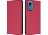 Custodia Per Motorola Moto G 5G 2024, Custodia Magnetica Antiurto Con Supporto In Finto Cuoio Flip Cover Rosso