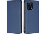 Custodia In Pelle Per Oppo Find X5, Flip Case Magnetico In Finto Cuoio Con Supporto Blu Scuro