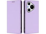 Custodia Per Huawei Pura 70, Flip Cover In Finto Cuoio Antiurto Magnetica Con Supporto Viola