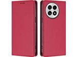 Custodia Per Telefono Cellulare Per Oneplus 13, Flip Cover In Finto Cuoio Antiurto Magnetica Con Supporto Rosso