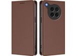 Custodia In Pelle Per Oppo Find X8S, Custodia Magnetica In Finto Cuoio Con Supporto Marrone