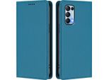 Custodia Per Oppo Find X3 Lite, Custodia Magnetica Antiurto Con Supporto In Finto Cuoio Flip Cover Blu