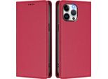 Custodia Per Iphone 13 Pro Max, Flip Cover In Finto Cuoio Antiurto E Magnetica Con Supporto Rosso