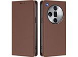 Custodia In Pelle Per Oppo Find X7 Ultra, Custodia Flip Magnetica In Finto Cuoio Con Supporto Marrone