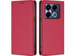 Custodia In Pelle Per Infinix Note 40 4G, Custodia Magnetica In Finto Cuoio Con Supporto Rosso
