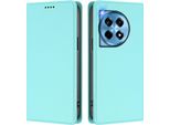 Custodia In Pelle Per Oneplus 12, Flip Case Magnetico In Finto Cuoio Con Supporto Verde Menta