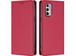 Custodia Per Motorola Moto G Stylus 2022 4G, Custodia Magnetica Antiurto In Finto Cuoio Flip Cover Con Supporto Rosso