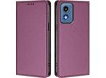 Custodia Per Motorola Moto G 5G 2024, Custodia Magnetica Antiurto Con Supporto In Finto Cuoio Flip Cover Viola
