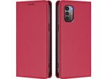 Custodia In Pelle Per Nokia G21 /Nokia G11, Custodia Magnetica In Finto Cuoio Con Supporto Rosso