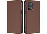 Custodia Per Telefono Cellulare Per Oppo F19 Pro, Flip Cover In Finto Cuoio Antiurto Magnetica Con Supporto Marrone