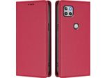 Custodia Per Motorola Moto G 5G 2020, Custodia Magnetica Antiurto Con Supporto In Finto Cuoio Flip Cover Rosso