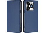 Custodia In Pelle Per Itel A70, Custodia Flip Magnetica In Finto Cuoio Con Supporto Blu Scuro