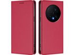 Custodia Per Telefono Cellulare Per Honor Magic8 Pro, Flip Cover In Finto Cuoio Antiurto Magnetica Con Supporto Rosso