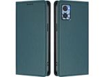 Custodia Per Motorola Moto E22 / E22I, Flip Cover In Finto Cuoio Antiurto Magnetica Con Supporto Verde