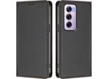 Custodia In Pelle Per Oppo Reno12 Pro 5G, Custodia Flip Magnetica In Finto Cuoio Con Supporto Nero