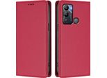 Custodia Per Cellulare Per Infinix Hot 12I / Hot 20I, Flip Cover In Finto Cuoio Antiurto Magnetica Con Supporto Rosso