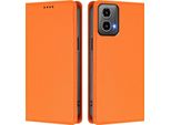 Custodia In Pelle Per Motorola Moto G34 / Moto G45, Custodia Flip Magnetica In Finto Cuoio Con Supporto Arancione