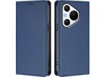 Custodia Per Telefono Cellulare Per Huawei Pura 70, Flip Cover In Finto Cuoio Antiurto Magnetica Con Supporto Blu Scuro