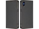 Custodia Per Iphone Xs Max, Flip Cover In Finto Cuoio Antiurto Magnetica Con Supporto Nero