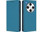 Custodia In Pelle Per Oppo Find X8 Pro, Custodia Flip Magnetica In Finto Cuoio Con Supporto Lake Blu