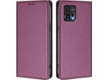 Custodia Per Cellulare Per Motorola Moto G72, Flip Cover In Finto Cuoio Antiurto Magnetica Con Supporto Viola