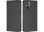 Custodia In Pelle Per Motorola Moto G14, Custodia Flip Magnetica In Finto Cuoio Con Supporto Nero