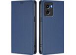 Custodia Per Motorola Moto G05, Flip Cover In Finto Cuoio Antiurto Magnetica Con Supporto Blu Scuro