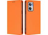Custodia In Pelle Per Oneplus Nord Ce 2 5G, Custodia Flip Magnetica In Finto Cuoio Con Supporto Arancione