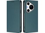 Custodia Per Huawei Pura 70 Pro/Pura 70 Pro+, Flip Cover In Finto Cuoio Antiurto Magnetica Con Supporto Verde