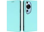 Custodia Per Telefono Cellulare Per Huawei P60 Art,Poliuretanopelle Flip Cover Antiurto Custodia Magnetica Con Stand Turchese
