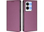 Custodia In Pelle Per Oppo Reno9 / Reno9 Pro 5G, Flip Case Magnetico In Finto Cuoio Con Supporto Viola