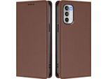 Custodia In Pelle Per Motorola Moto G 5G 2022, Custodia Magnetica In Finto Cuoio Con Supporto Marrone