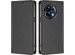 Custodia In Pelle Per Oneplus 11R, Flip Case Magnetico In Finto Cuoio Con Supporto Nero