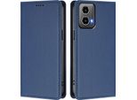 Custodia In Pelle Per Motorola Moto G34 / Moto G45, Custodia Flip Magnetica In Finto Cuoio Con Supporto Blu Scuro
