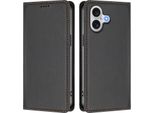 Custodia In Pelle Per Iphone 17, Flip Case Magnetico In Finto Cuoio Con Supporto Nero