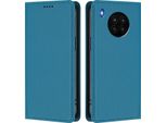 Custodia In Pelle Per Huawei Nova 8I / Honor 50 Lite, Custodia Magnetica Flip In Finto Cuoio Con Supporto Lake Blu