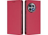 Custodia Per Telefono Cellulare Per Oneplus Ace 2 Pro, Flip Cover In Finto Cuoio Antiurto Magnetica Con Supporto Rosso