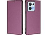 Custodia In Pelle Per Oppo Reno8 5G, Custodia Magnetica In Finto Cuoio Con Supporto Viola